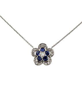 Roberto Coin 18K White Gold Sapphire and Diamond Pendant Necklace #25050